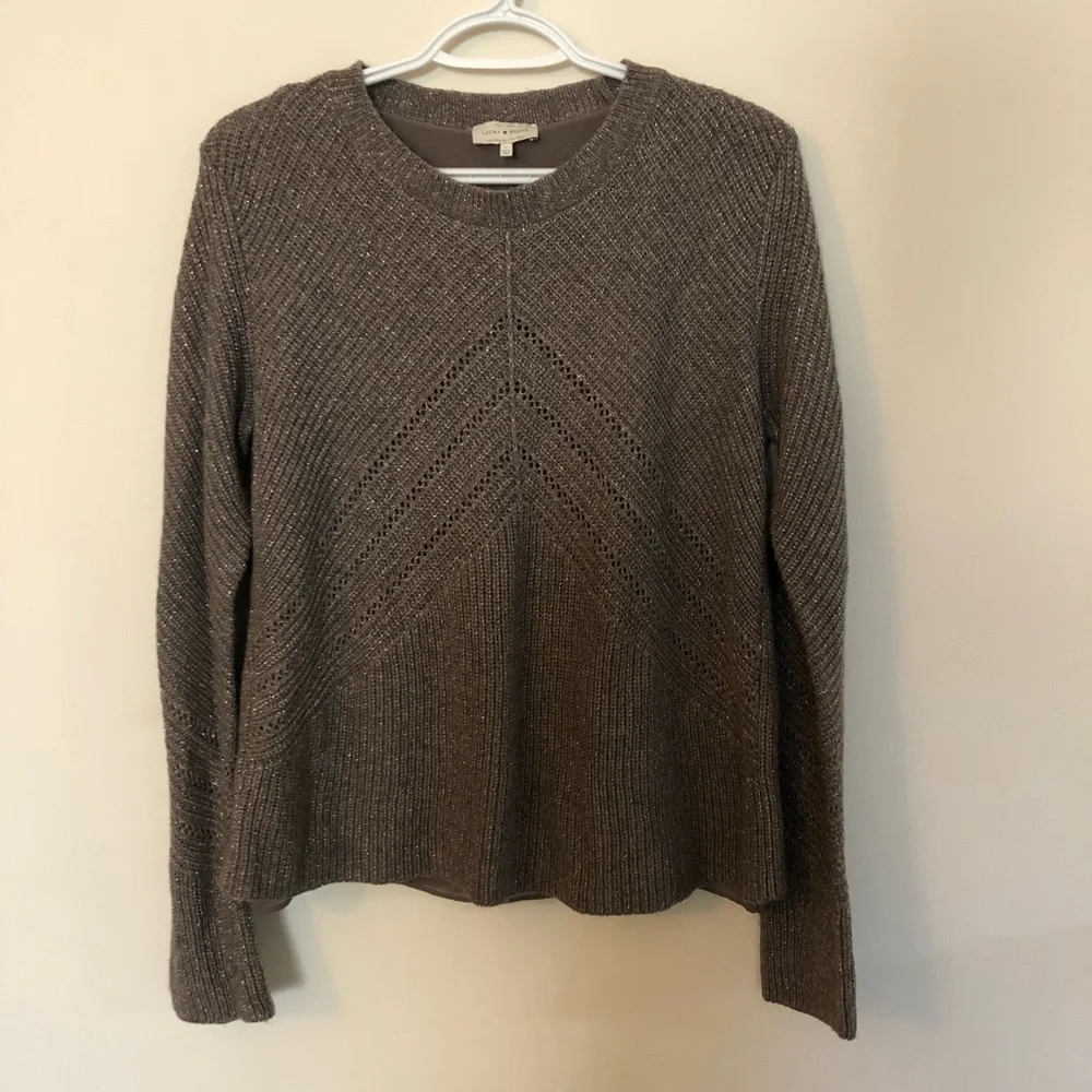 Lucky Brand Shimmery Taupe Lined Sweater NWOT
